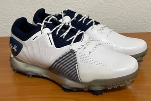 Under Armour Spieth 4 GTX White/Navy Blue Golf Shoes 3022575-102 Men Sz 8 - Picture 1 of 9