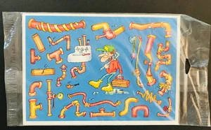 VTG Stickers Hallmark Send a Sticker Postcard Wild Plumber Sealed NEW - Picture 1 of 2