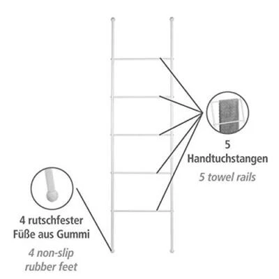 Echelle Porte Serviette Viva Acier Blanc 5 Niveaux 43 x 1565 x 35 cm Foto 1 de 4