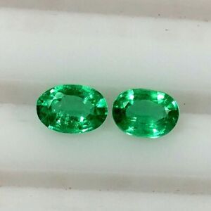 0.66ct Natural Ethiopian Emerald oval nice mint green good luster matching pair