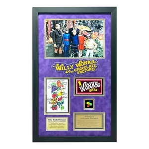 Willy Wonka Kinder x5 signierte Tapete gerahmt Gobstopper Bar Collage JSA COA Auto - Bild 1 von 11