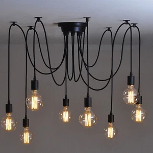 Hágalo usted mismo Lámpara Industrial Colgante Luz Loft Araña Techo Araña E27 Base Edison - Imagen 1 de 18