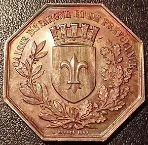 Jeton octogonal en argent - Lille (59) caisse d'épargne et de prévoyance 1834 ! - Bild 1 von 3
