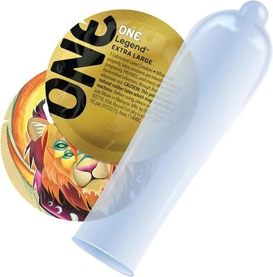 One The Legend Large Sized Lubricated Latex Condoms, Bulk + Silver Pocket Case - Image 1 of 4
