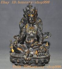 6.2"Ancient Tibet temple bronze Gilt Yellow Jambhala God of wealth Buddha statue