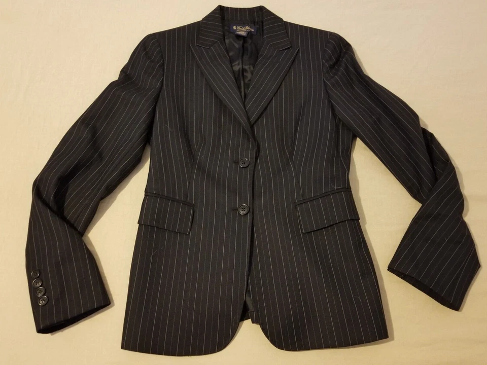 女式 Brooks Brothers 羊毛夹克外套 4 黑色棉 — 第 1/4 张图片