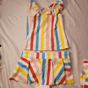 Hanna Andersson NWT striped toweling coverup & tankini size 12 - Picture 1 of 8