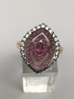 Anillo Richard Palermo Oro Amarillo 14K Amatista Rosa y Gema Oculta Talla 9 Foto 1 de 4
