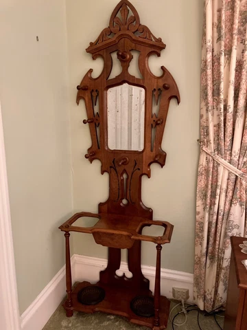 EARLY 1900'S HAT-GLOVE-UMBRELLA STAND - WALNUT - FAMILY POSSESSION Cover