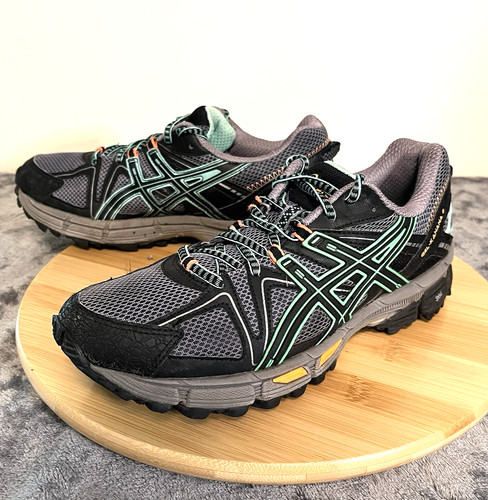 Scarpe da corsa donna ASICS Gel Kahana 8 taglia 9 nero verde grigio sneakers TGL5N