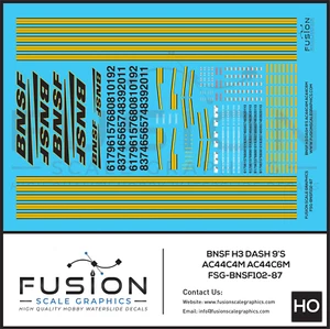 HO Scale BNSF H3 GE Dash 9 AC44C4M AC44C6M Locomotives Decal Set - Picture 1 of 1