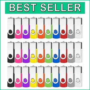 128MB USB 2.0 Flash Drive - 50 Pack Durable Swivel Design with Lanyards Included - Afbeelding 1 van 10