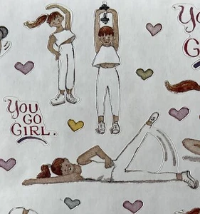EXERCISE Stickers(31pc)5"x 4.5" Susan Branch•Card Making •Gym•Weight•You Go Girl - Picture 1 of 11