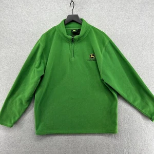 John Deere Sweater Mens Size Large Green Fleece Long Sleeve 1/4 Zip Pullover - Picture 1 of 11