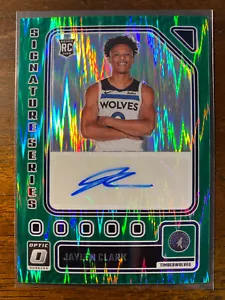 Donruss Optic Jaylen Clark #SS-CLK RC Green Shock Auto Signature Series 2023-24 - Imagen 1 de 2