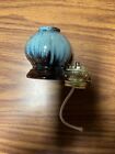 Vintage Arrow Mini Oil Lamp Blue Ceramic Porcelain Japan No Globe