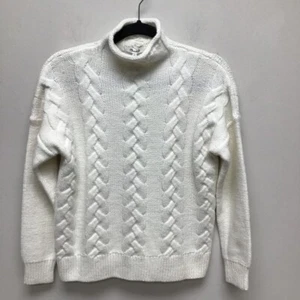Madewell Womens Pullover Sweater Beige Long Sleeve Mock Neck Cable Knit XS New - Picture 1 of 9