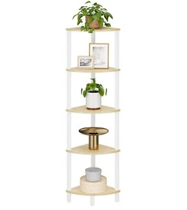 Corner Shelf 5tier Corner Bookshelf Industrial Corner Ladder Shelf Rustic Displa - Picture 1 of 9