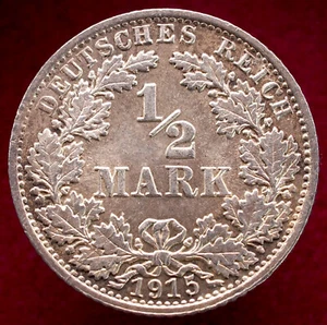 Germany 1/2 Mark (50 Pfennig) 1915 E - Silver (L1309) - Picture 1 of 2