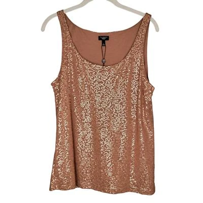 NWT Talbots tank top womens size L Petite brown sequin shimmer summer fun LP - Image 1 of 4