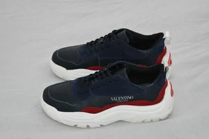 Valentino Gumboy Calfskin Suede Navy White Trainers Sneakers Mens EU 41 UK 7 - Picture 1 of 12