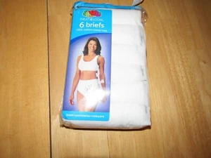 New FRUIT OF THE LOOM Womens 10 White Briefs 6 Pack Panties Underwear Fits 18-20 - Picture 1 of 2