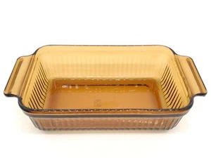 Cazuela rectangular vintage de vidrio ámbar Anchor Hocking 1409. - Imagen 1 de 4