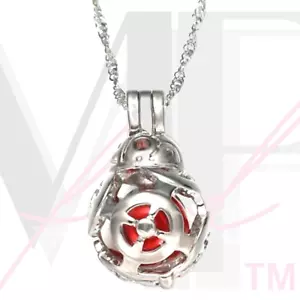 Star Wars Halskette Käfig Anhänger rote Perle innen Edelstahl BB-8 Wellenkette - Bild 1 von 9