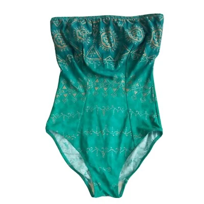 Fantasie of England One Piece Swimming Costume Swimwear Green Gold UK 38 DD - Image 1 of 4