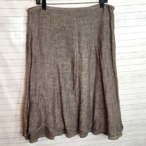 EILEEN FISHER 100 % LEINEN GENÄHTER ROCK IN CLOVE, GRÖSSE MEDIUM - Bild 1 von 11