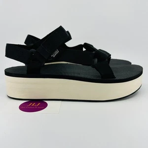 Teva Women's Flatform Universal Adjustable Sandals Black/Tan 1008844 Size 9 - Picture 1 of 11