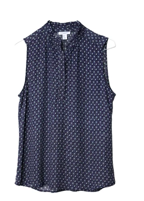 CAROLINA BELLE туника блузка женский размер L фиолетовый черный пейсли без рукавов шелковистый - Изображение 1 из 4