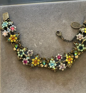 Pulsera Floral Vintage Michal Negrin Cristal Estrás - Imagen 1 de 5