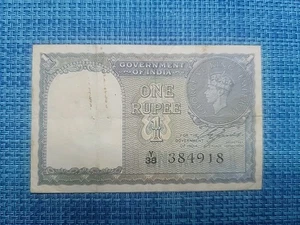🇮🇳 India 1 rupee 1940 P-25 / P-25a NO HOLES Banknotes 092725-7 - Picture 1 of 2