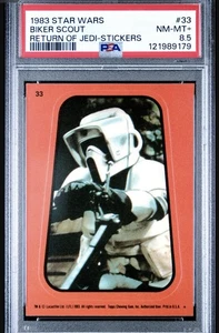 1983 Star Wars Return of the Jedi Stickers #33 Biker Scout PSA 8.5 Mint Orange - Picture 1 of 2