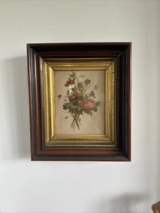 J L Prevast Jean Framed Print Flowers In Deep Vintage Frame 15x13x3 Approx - Picture 1 of 10