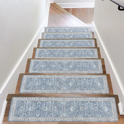 Peldaños de escalera para escalones de madera interior lavable alfombra antideslizante 15 piezas 30"... Foto 1 de 4