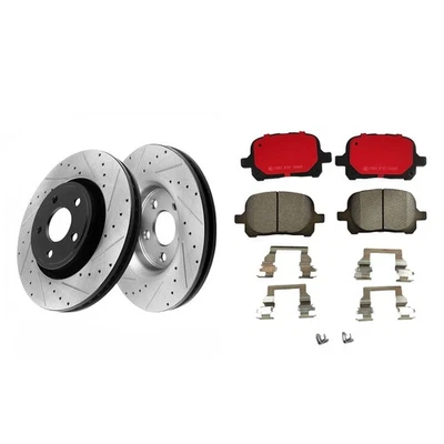 For Toyota Avalon Solara Brakes Pads Kit Front Drilled Brake Rotors Ceramic Pads - Image 1 of 4