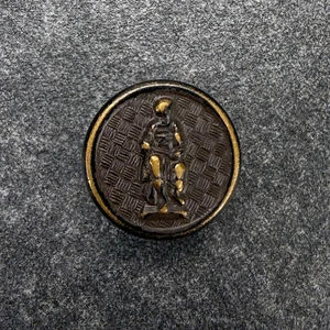 1930s Knight in Armor Brass Cuff Button Basketweave 0.5 Inch - Picture 1 of 2