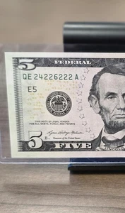 TRINARY Low Digit Serial Number 98.5 Coolness Index 2017 Series Five Dollar Note - Picture 1 of 3