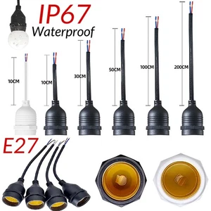 IP67 Waterproof Lamp Socket, E27 110-220VAC 60W Screw Base Bulb Holder 10-200cm - Picture 1 of 18
