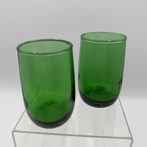 Vintage Anchor Hocking Forest Green Juice Glasses Mid Century 3.25" Set/2 - Picture 1 of 5