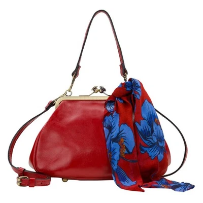 Bolso con Marco Convertible Patricia Nash Cuero Tabby con Bufanda Palo de Rosa Rojo Nuevo sin Etiquetas Foto 1 de 4