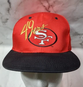 Sombrero de Colección San Francisco 49ers AJD Sarga Algodón Logo Script SnapBack Años 90 Nuevo con Etiquetas - Imagen 1 de 10
