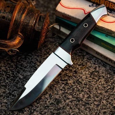 Cuchillo Damasco/Acero 8.8" Listo para Regalo Full Tang Hunt it Hunt + Funda de Cuero Foto 1 de 4