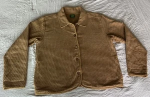 Cabelas Womens L Waffle Heavy Knit Tan Button Front Shacket Jacket Sweater - Picture 1 of 8