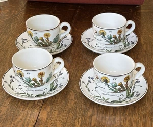 Set of 4 Villeroy & Boch Botanica Flat  Cup & Saucers - Picture 1 of 7