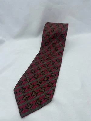 Corbata Celine Paris roja verde 100 % seda patrón geométrico Foto 1 de 4