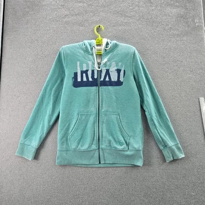 Sudadera con Capucha Roxy Mujer XL Azul Logo Bordado Vellón Y2K Cremallera LEER Foto 1 de 4