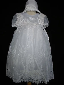 New Baby Girl Toddler Christening Baptism White Formal Dress Size:3,4 (18-30M) - Picture 1 of 8